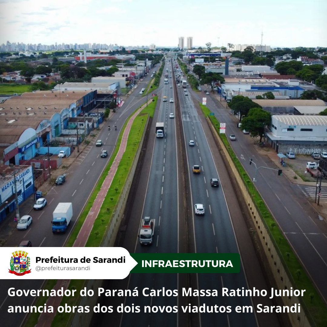 Governador do Paraná Carlos Massa Ratinho Junior anuncia obras dos dois novos viadutos em Sarandi